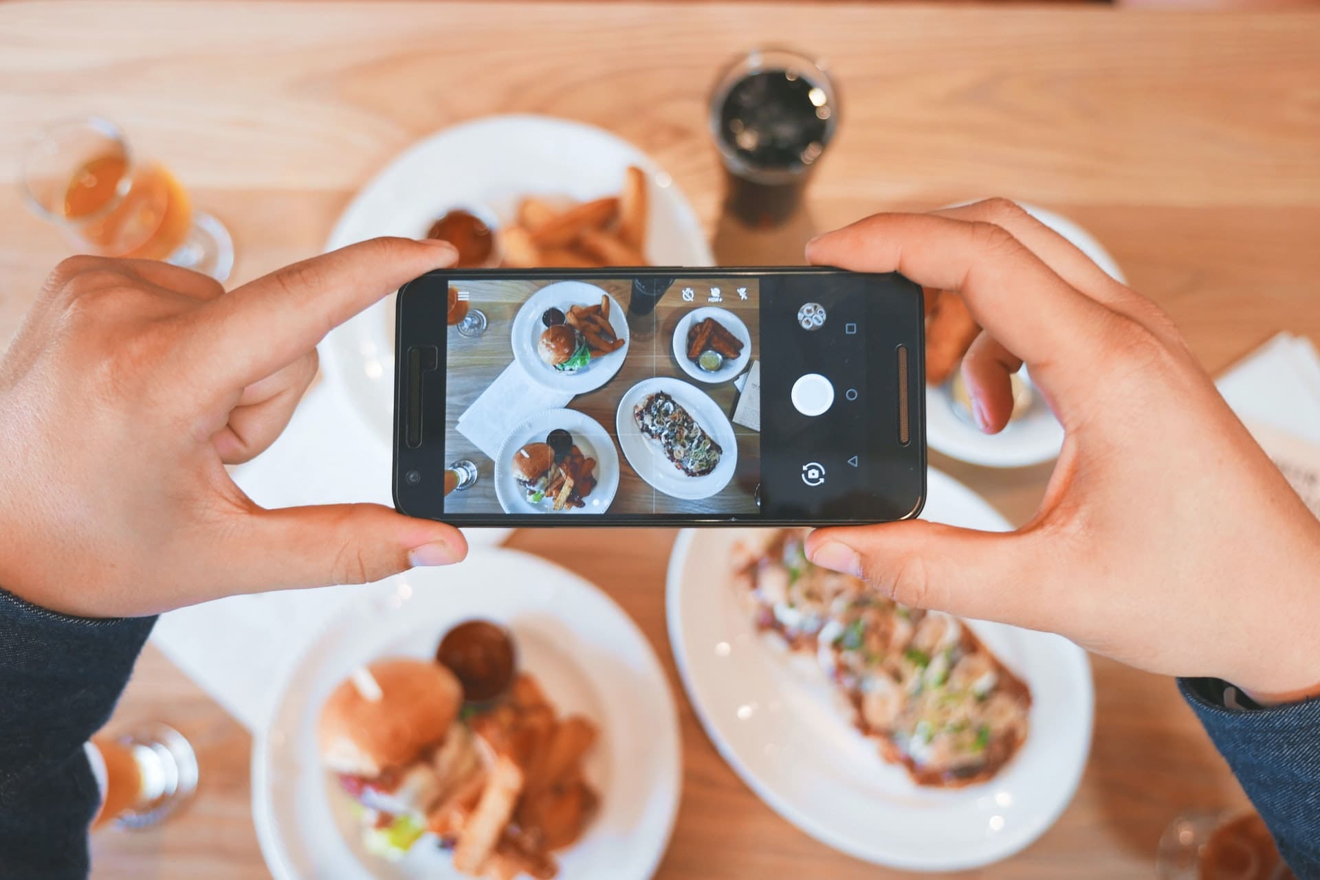 taking picture of food using phone